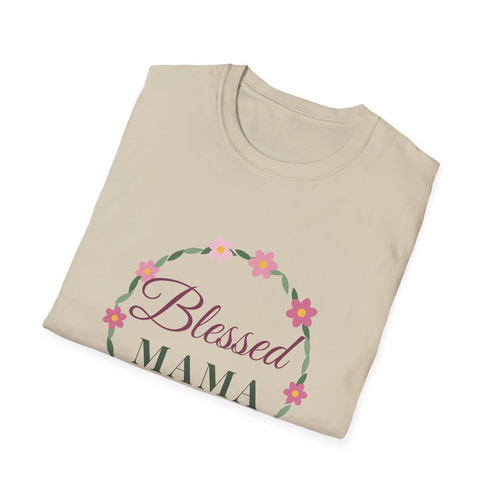 Blessed Mama Floral Wreath Tee — Christian Mom T-Shirt, Mother's Day Gift