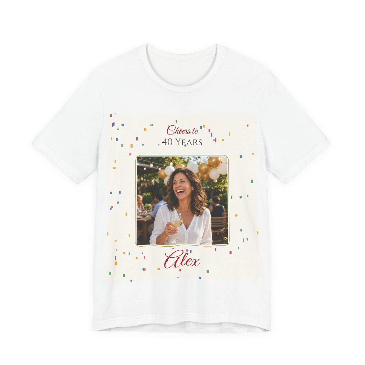 Cheers to 40 Years Personalized Photo Tee – Custom Milestone Birthday Shirt