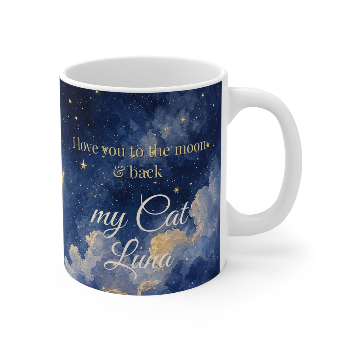 Cat Lover Mug – "I Love You to the Moon & Back" Personalized Photo Cup