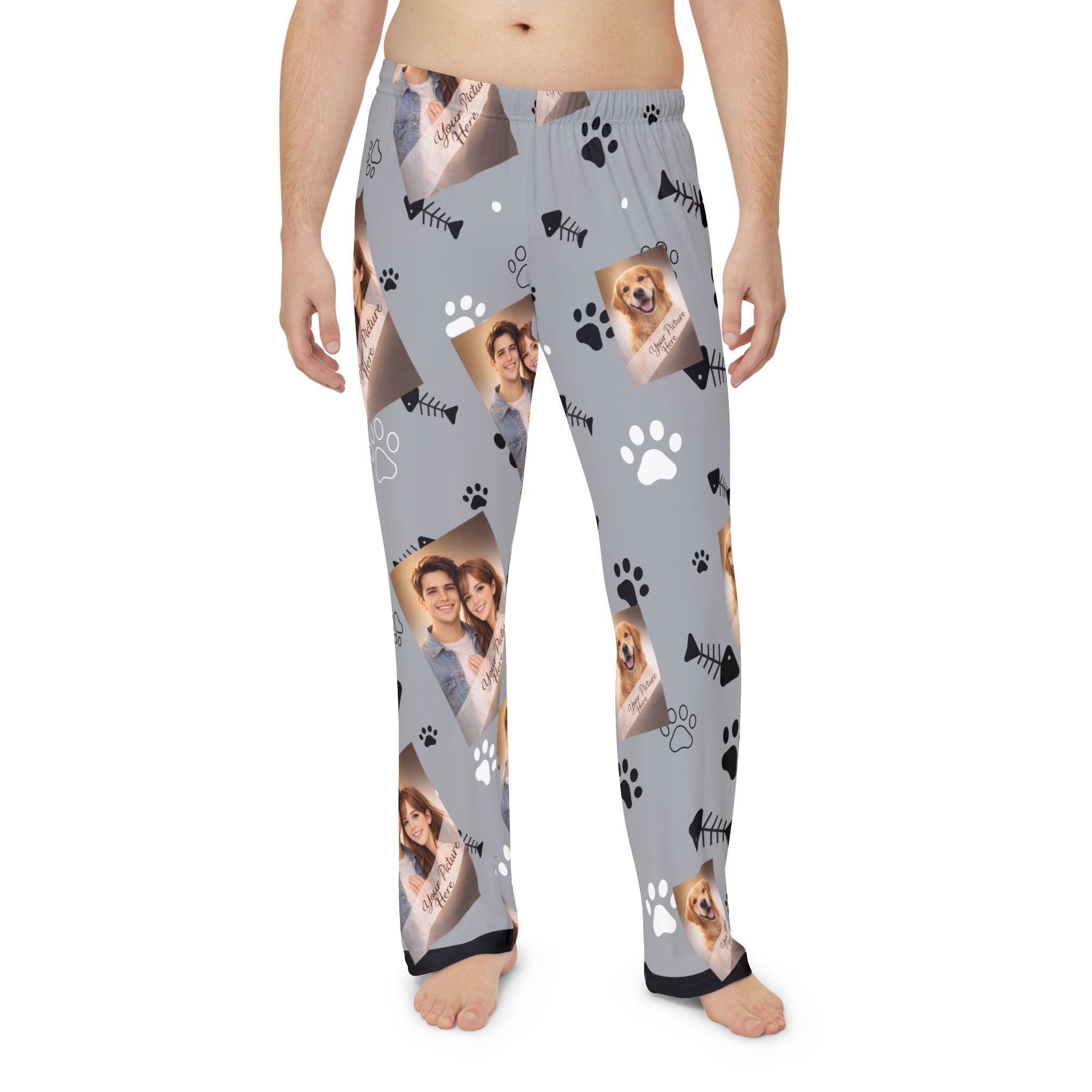 Personalized Photo Pet Pajama Pants . Custom Couple and  Dog Print Sleepwear