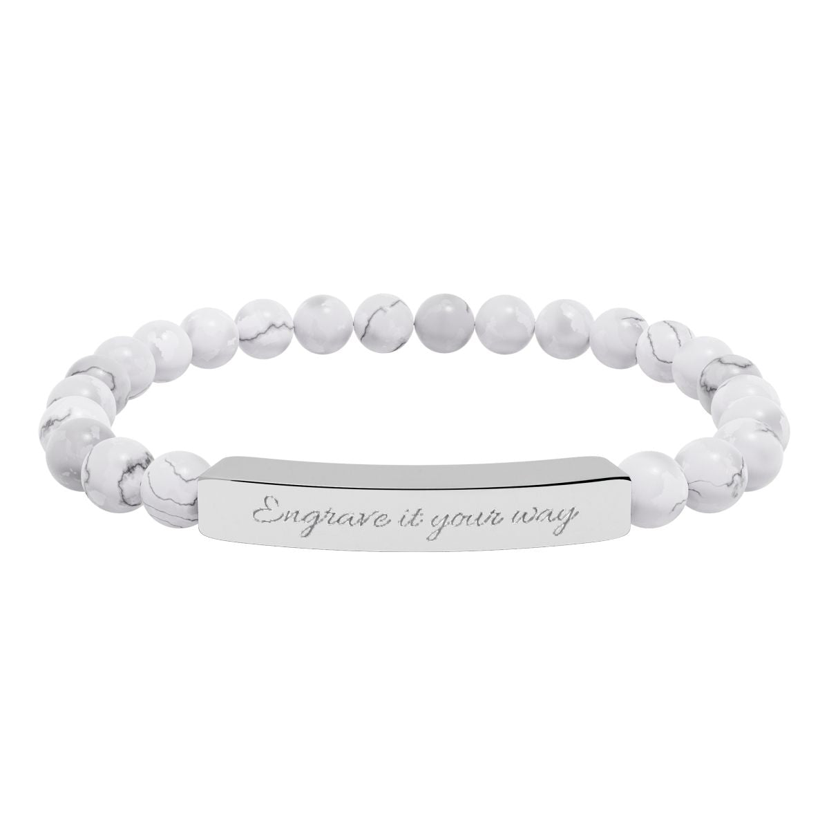 Natural Stone Stretch Bar Bracelet (Engraving)