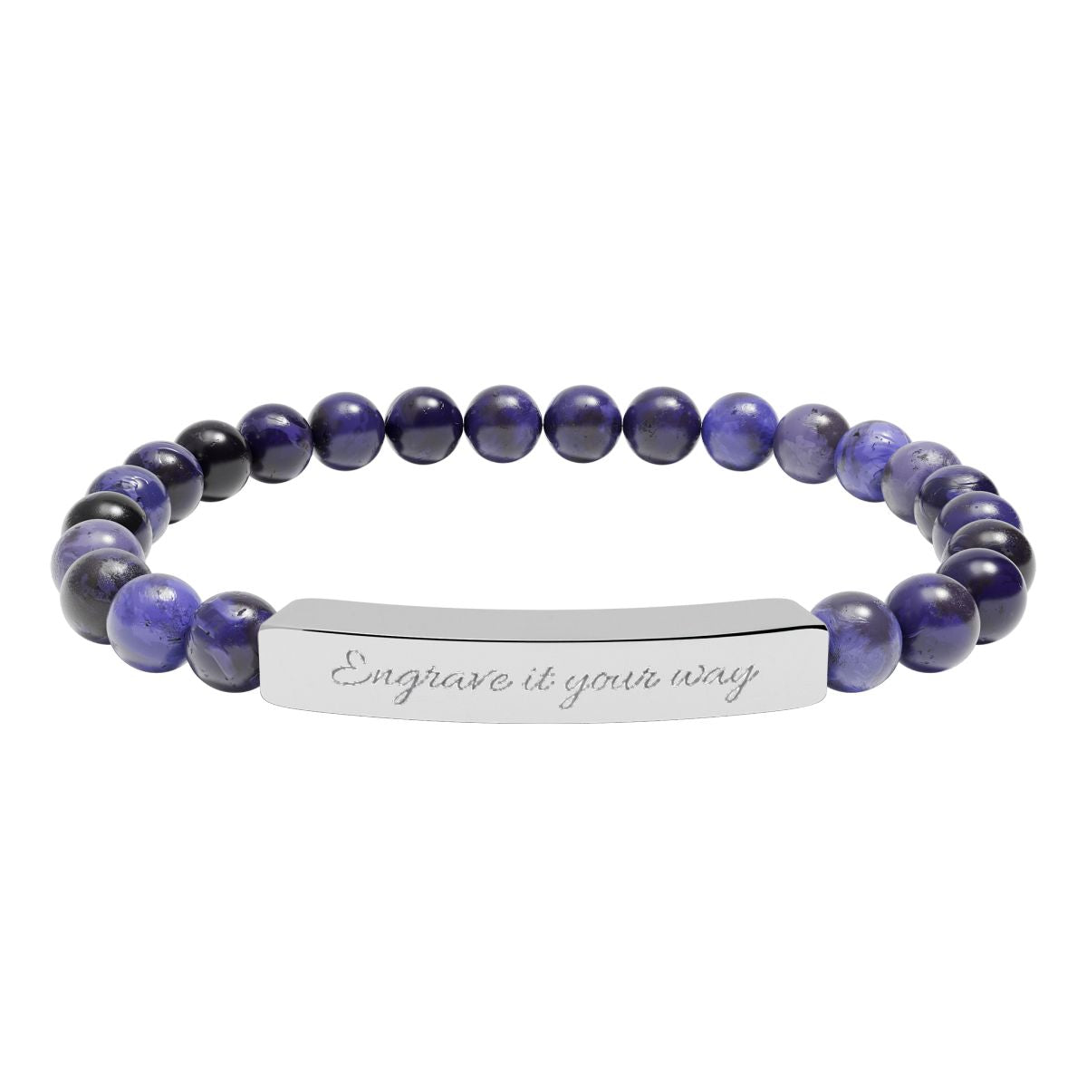 Natural Stone Stretch Bar Bracelet (Engraving)