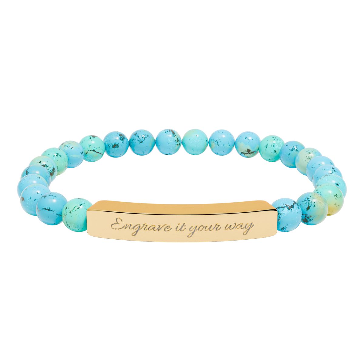 Natural Stone Stretch Bar Bracelet (Engraving)