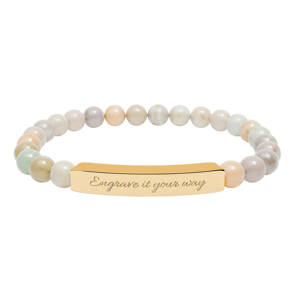 Natural Stone Stretch Bar Bracelet (Engraving)