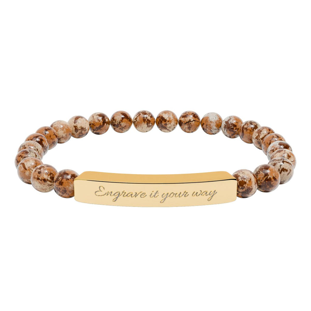 Natural Stone Stretch Bar Bracelet (Engraving)