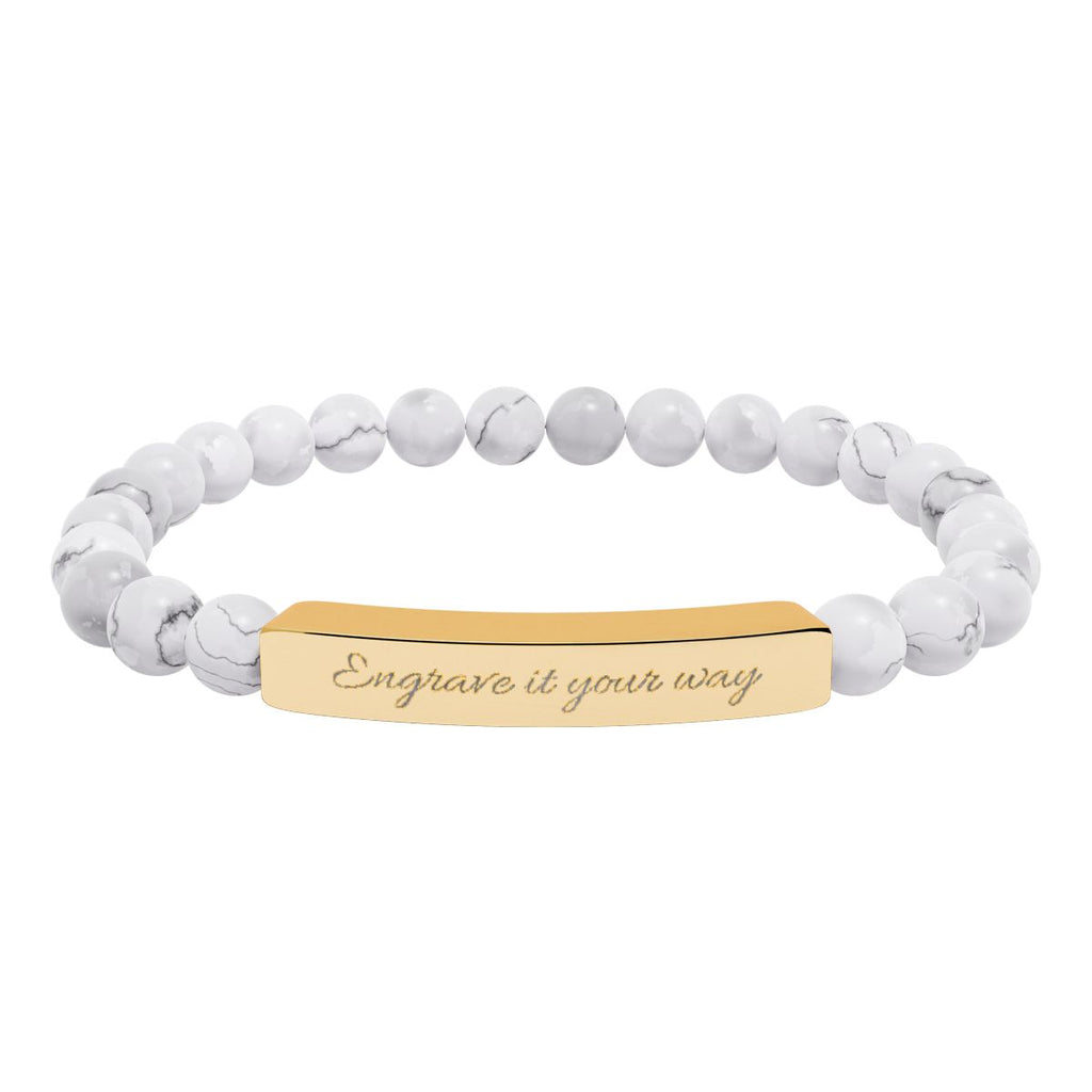 Natural Stone Stretch Bar Bracelet (Engraving)