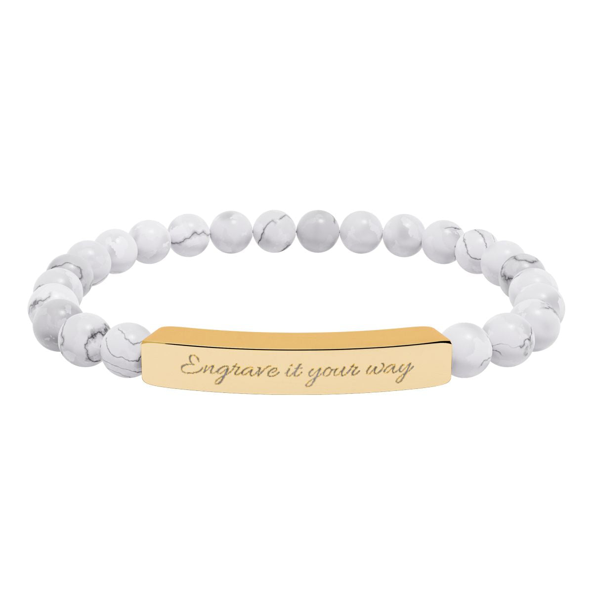 Natural Stone Stretch Bar Bracelet (Engraving)