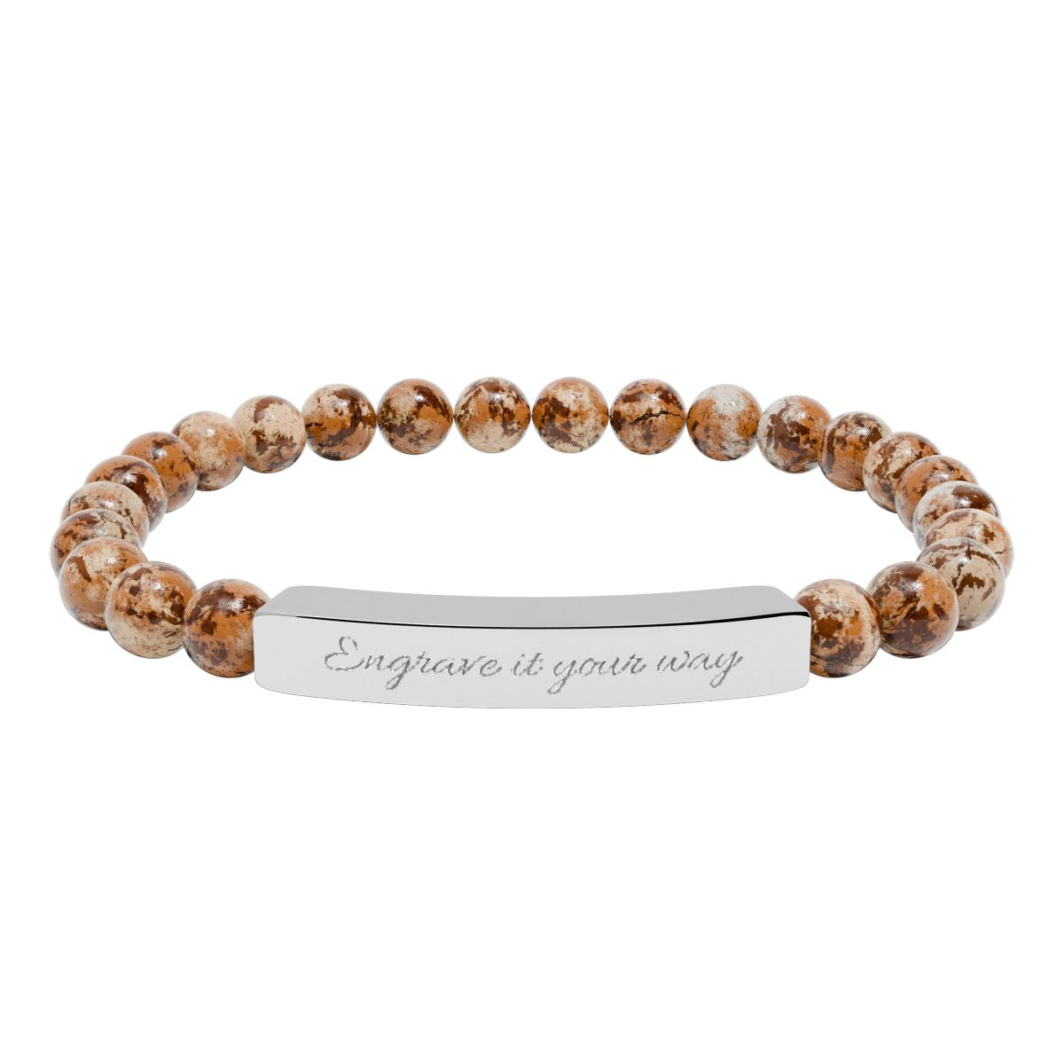Natural Stone Stretch Bar Bracelet (Engraving)