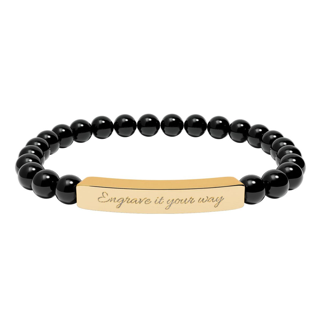 Natural Stone Stretch Bar Bracelet (Engraving)