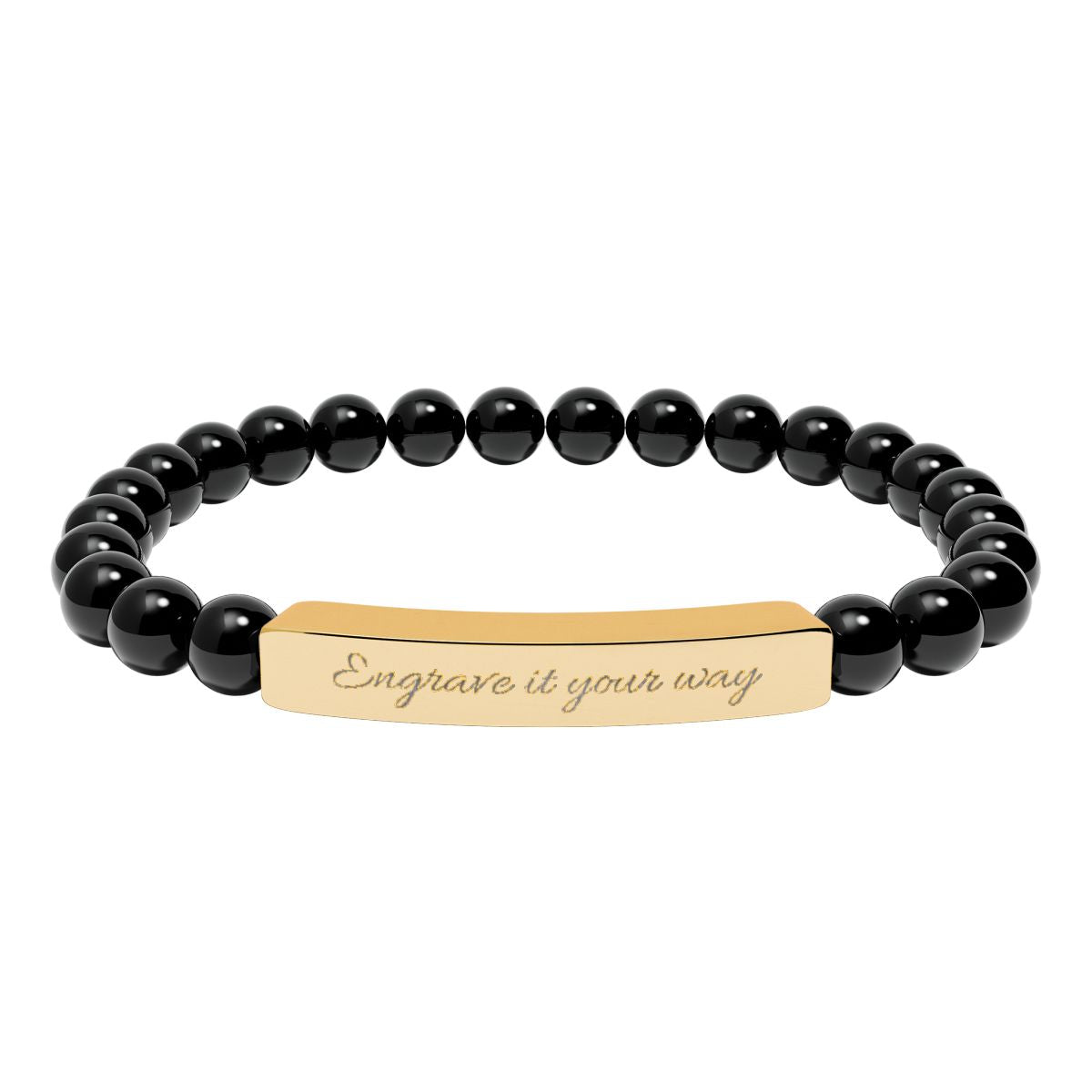 Natural Stone Stretch Bar Bracelet (Engraving)