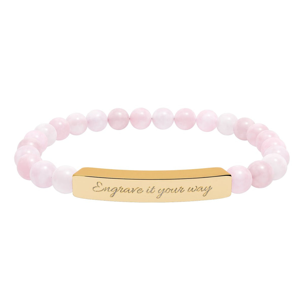Natural Stone Stretch Bar Bracelet (Engraving)