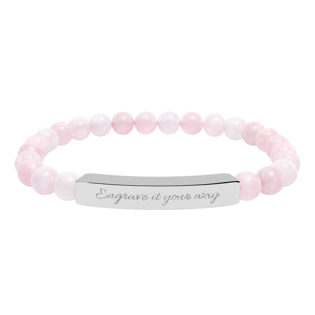 Natural Stone Stretch Bar Bracelet (Engraving)