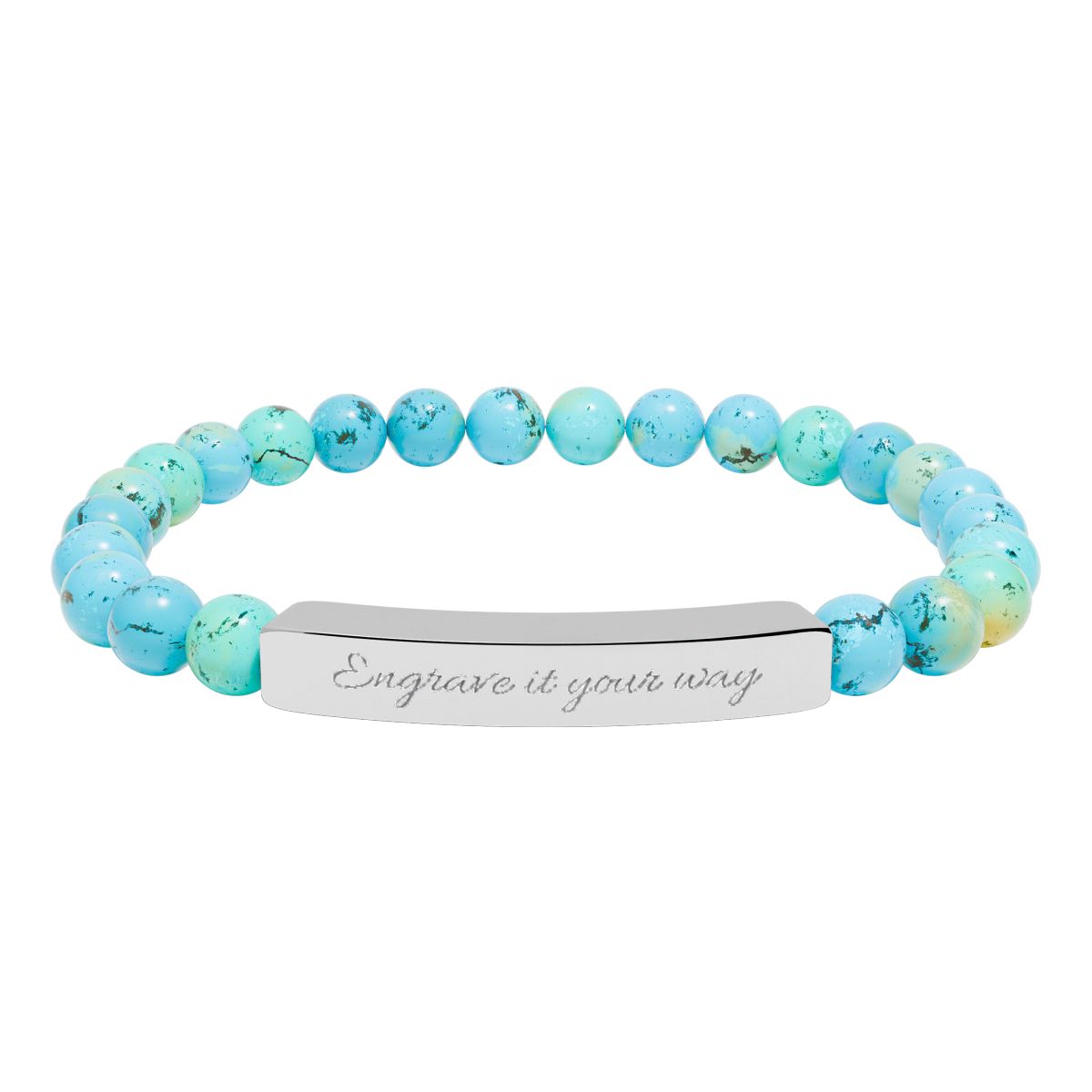 Natural Stone Stretch Bar Bracelet (Engraving)