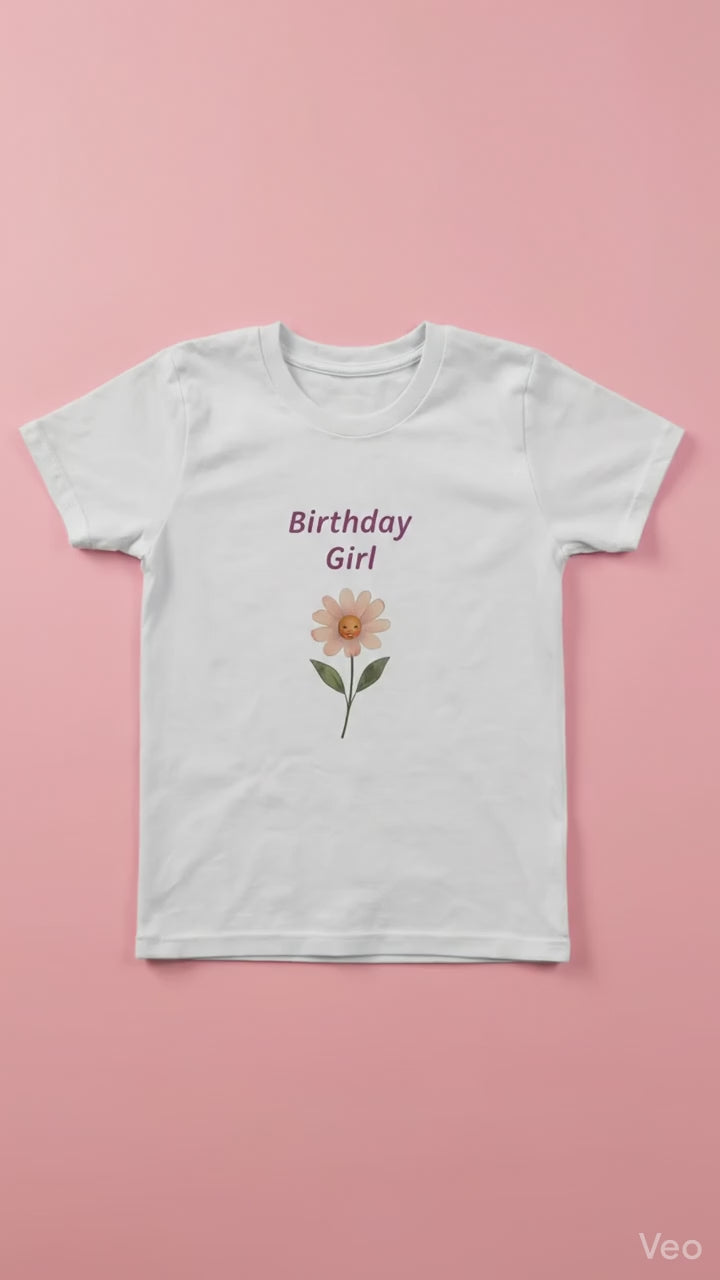 Birthday Girl Youth Tee — Floral Daisy Kids Birthday Shirt